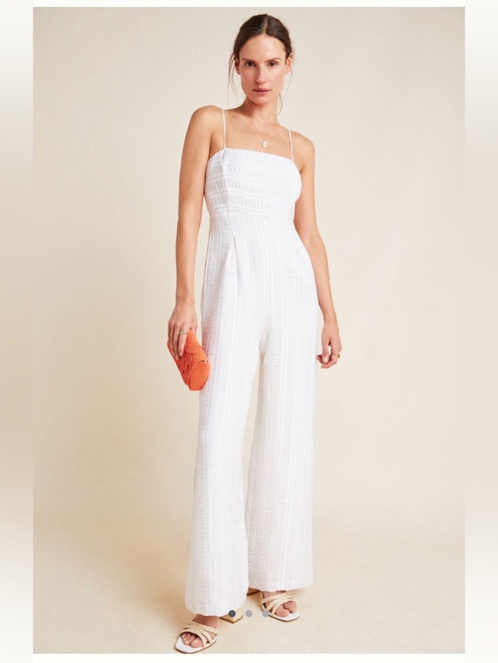 Anthropologie Endless Rose‎ Liz Wide-Leg White Jumpsuit NWT